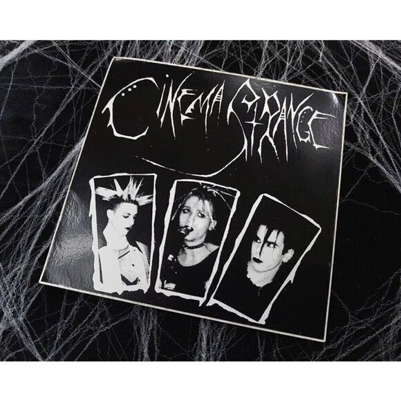 RARE Vtg 1990s CINEMA STRANGE Batcave Death Gothic Rock 1st Run Band Sticker - Picture 2 of 4
